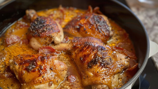 Maple Bacon Braised Chicken Recipe - Sweet and Savory Delight